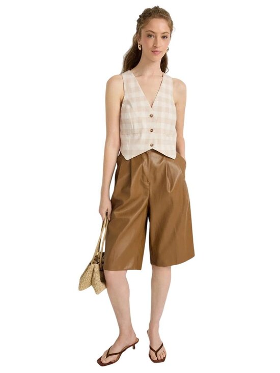 Simkhai Jackets & Blazers - SIMKHAI x RTR Plaid Deb Vest in Beige Medium Womens Sleeveless Tank Top